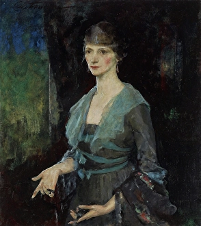 Portrait of Mrs. Alfred L. Becker (nee Eulabee Dix) (recto), nude and swan against abstract ground ( Creator: Charles Webster Hawthorne)