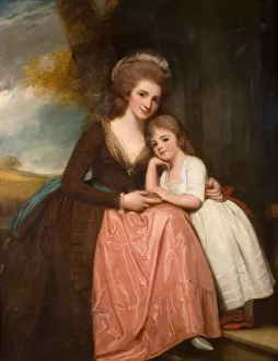 Romney Prints: Portrait Of Mrs Bracebridge And Her Daughter Mary, 1784. Creator: George Romney