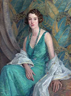 Drapes Prints: Portrait of Mrs N.S. Falla, c1932. Creator: Mary Tripe