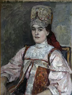 Boyars Wife Gallery: Portrait of Natalia Fyodorovna Matveyeva, 1908. Artist: Surikov, Vasili Ivanovich (1848-1916)