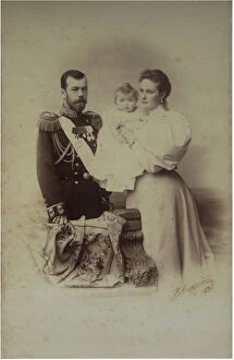 Sergei Lvovich 1819 1898 Gallery: Portrait of Nicholas II of Russia with Alexandra Fyodorovna and Daughter Olga, 1895