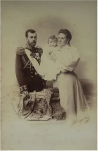 Photochrom Gallery: Portrait of Nicholas II of Russia with Alexandra Fyodorovna and Daughter Olga, 1895