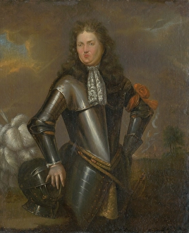 Ostrich Feather Prints: Portrait of a nobleman in a suit of armour, after 1750. Creator: Johann Lucas Kracker