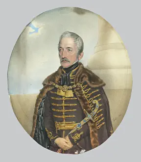 Enamel Prints: Portrait of a nobleman with a sword, 1842. Creator: Franz Eybl