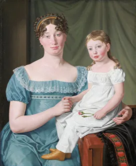 Eckersberg Cw Prints: Portrait of a Noblewoman Sophie Hedvig Lovenskiold and her Three-Year-Old Daughter
