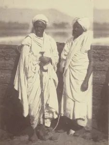 Portrait of Two North African Men on a Boat, 1865. Creator: Theodule Deveria