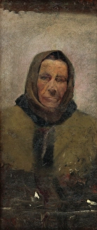 Hood Prints: Portrait of an Old Woman in a Fur Coat, 1895-1900. Creator: Ladislav Mednyanszky