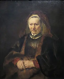 Rembrant Van Rijn Prints: Portrait of an Old Woman in a Fur Robe, 1653. Creator: Rembrandt Harmensz van Rijn