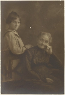Grandchild Prints: Portrait of Old Woman and Young Girl, 1907-1943. Creator: Louis Fleckenstein