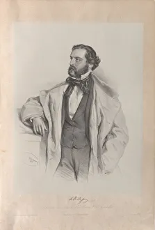 Kriehuber Prints: Portrait of the Opera singer Achille De Bassini (1819-1881), 1854
