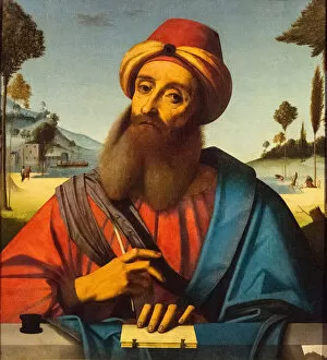 Tempera And Oil On Wood Collection: Portrait of Ovid, ca. 1505-1510. Creator: Ortolano (Benvenuti), Giovanni Battista (c