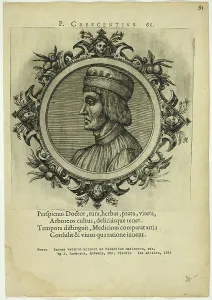 Zsamboky Janos Prints: Portrait of P. Crescentius, published 1574. Creators: Unknown, Johannes Sambucus