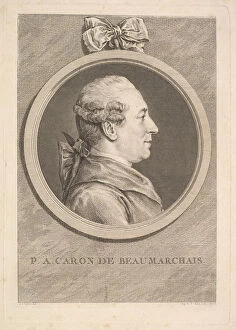 Cochin Charles Nicolas Gallery: Portrait of P.A. Caron de Beaumarchais, 1773. Creator: Augustin de Saint-Aubin
