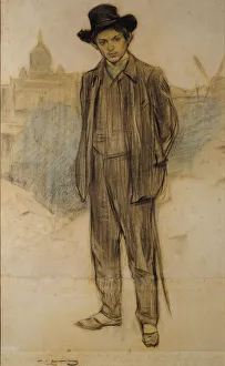 Picasso Prints: Portrait of Pablo Picasso. Artist: Casas, Ramon (1866-1932)