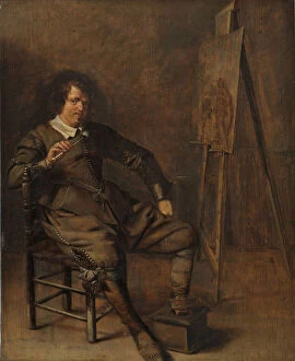 Atelier Gallery: Portrait of a painter in front of his easel, c.1630. Artist: Codde, Pieter (1599-1678)