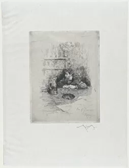 Prints Collection: Portrait of the painter Eduardo Zamacois seated at a table, ca. 1869. ca. 1869