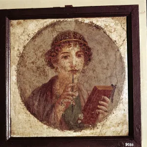 Portrait painting of Sappho, Pompeii, Italy