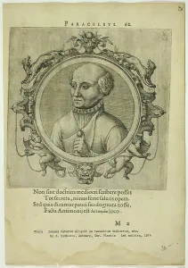 Zsamboky Janos Prints: Portrait of Paracelsus, published 1574. Creators: Unknown, Johannes Sambucus
