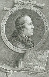 Chine Collé Prints: Portrait of Pascha Johann Friedeich Weitsch Mahler in Braunschweig