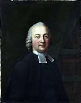Pastor Prints: Portrait of Pastor A.F. Byushing, 1750. Creator: Vigilius Erichsen