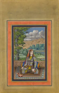 Legs Crossed Prints: Portrait of a Persian Lady, Folio from the Davis Album, ca. 1736-37. Creator: Unknown