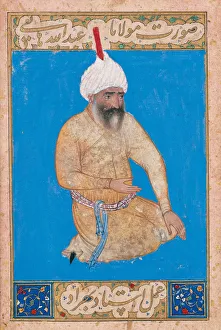 Gold Und White Colours On Paper Prints: Portrait of the Persian poet Hatefi (1454-1521)