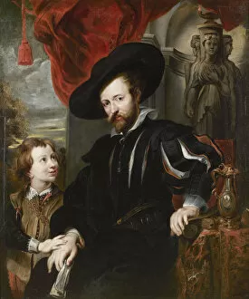 Portrait of Peter Paul Rubens with his son Albert, Mid of 17th cen.. Artist: Rubens, Peter Paul, (School)