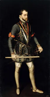 Portrait of Philip II (1527-1598), King of Spain and Portugal. Artist: Sanchez Coello, Alonso (1531-1588)