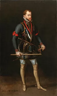 King Of Spain Gallery: Portrait of Philip II (1527-1598), King of Spain, in armor