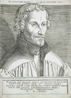 Intellectual Prints: Portrait of Philip Melancthon, 1540. Creator: Heinrich Aldegrever