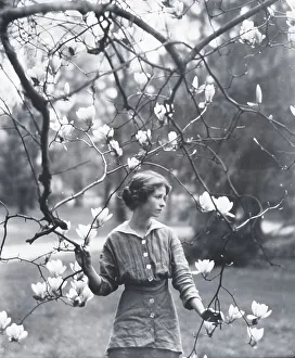 Playwright Prints: Portrait photograph of Edna St. Vincent Millay, 1914. Creator: Arnold Genthe