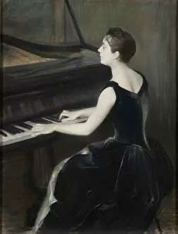 Blanche Gallery: Portrait of the pianist Leontine Bordes-Pene (1858-1924), 1889-1890. Creator: Blanche