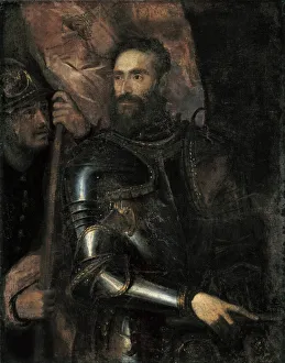 Titian 1488 1576 Prints: Portrait of Pier Luigi Farnese (1503-1547), c. 1546. Creator: Titian (1488-1576)