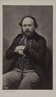 Albumin Photo Gallery: Portrait of Pierre-Joseph Proudhon (1809-1865), ca 1860