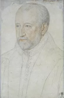 Black Chalk And Sanguine On Paper Gallery: Portrait of Pierre de Ronsard (1524-1585)