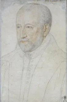 Black Chalk And Sanguine On Paper Prints: Portrait of Pierre de Ronsard (1524-1585)