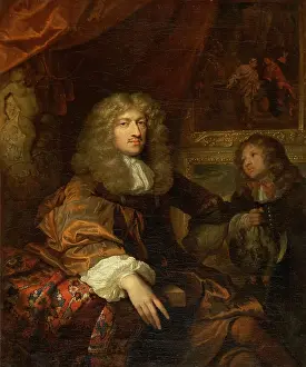 Carpet Prints: Portrait of Pieter Six with a Servant Bearing Hunting Booty