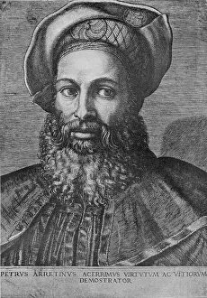 Raimondi Prints: Portrait of Pietro Aretino, c1517. Artist: Marcantonio Raimondi