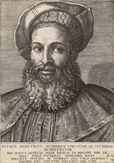 Second State Of Two Collection: Portrait of Pietro Aretino, ca. 1517-20. Creator: Marcantonio Raimondi