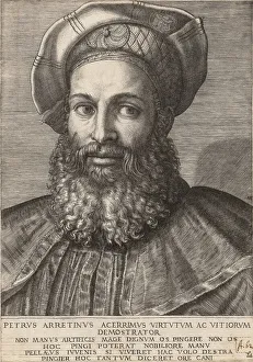 Da Cadore Prints: Portrait of Pietro Aretino, ca. 1517-20. Creator: Marcantonio Raimondi