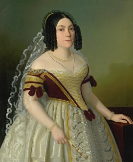 Pleated Prints: Portrait of Piroska Radvanska, 1846. Creator: Jozef Bozetech Klemens