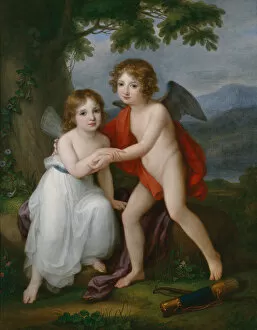 Portrait of the Plymouth siblings as Amor and Psyche, 1795. Artist: Kauffmann, Angelika (1741-1807)