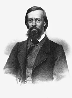 Monochrome Picture Collection: Portrait of the poet Apollon Maykov (1821-1897), 1860s
