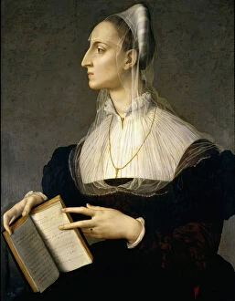 Bronzino Collection: Portrait of the poet Laura Battiferri (1523-1589), ca 1555