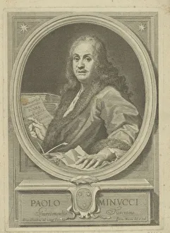 Portrait of the poet Paolo Minucci (1606-1695), 1720s. Creator: Masini, Pietro (active 1720s)