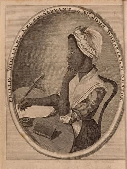 Discrimination Collection: Portrait of the poet Phillis Wheatley (c. 1753-1784), 1773. Creator: Anonymous