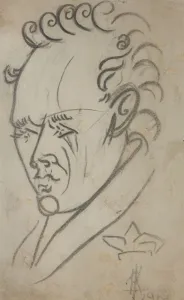 State Mayakovsky Museum Prints: Portrait of the poet Vasili Kamensky (1884-1961), 1913. Creator: Kulbin, Nikolai Ivanovich