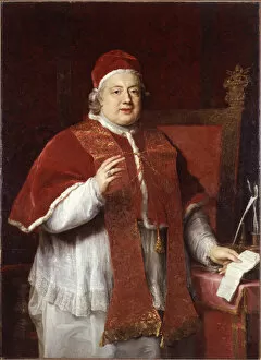 Batoni Collection: Portrait of the Pope Clement XIII (1693-1769), 1760. Creator: Batoni, Pompeo Girolamo (1708-1787)
