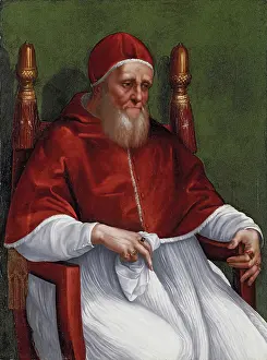 Pope Prints: Portrait of Pope Julius II, 1511-1512. Creators: Raphael, Workshop of Raphael