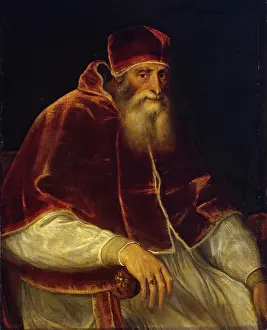 Pope Prints: Portrait of Pope Paul III, 1545. Creator: Titian